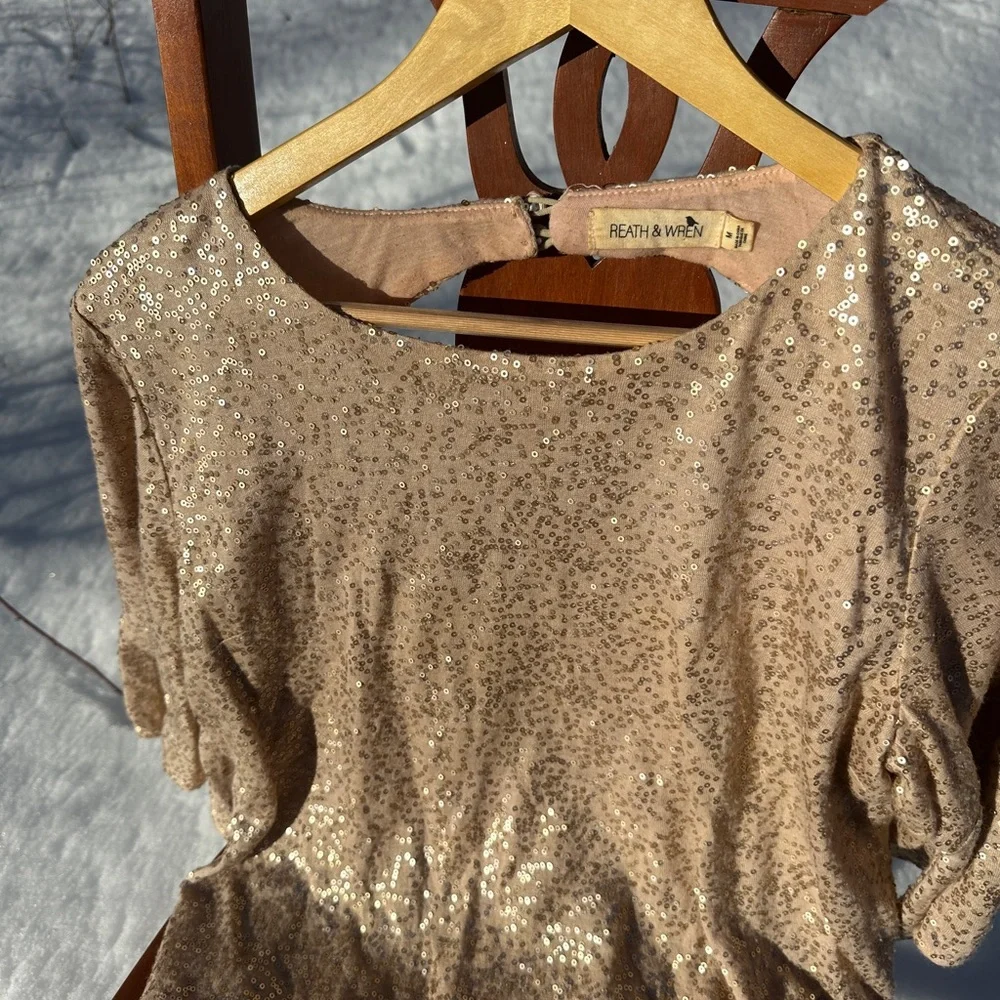 Anthropologie Gold Sequin Blouse - Picture 3 of 9
